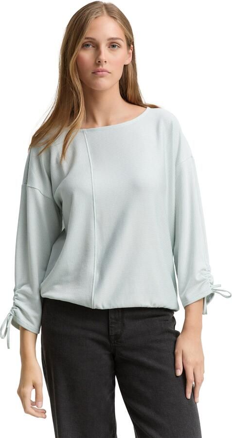 Tom Tailor Denim Shirt met 3 4 mouwen in fijne rib-look - Foto 6