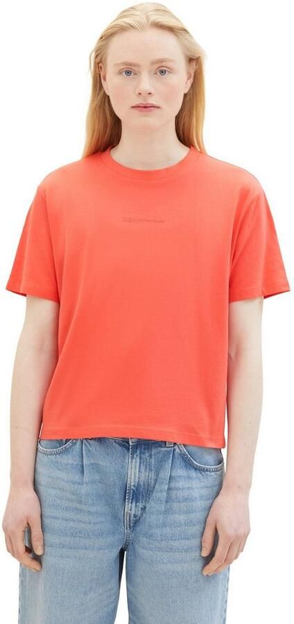 Tom Tailor Denim Shirt met korte mouwen Basic T-shirt met ronde hals en logo-embossing - Foto 3