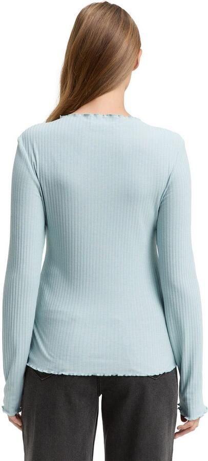 Tom Tailor Denim Shirt met lange mouwen met golvende zoom - Foto 5