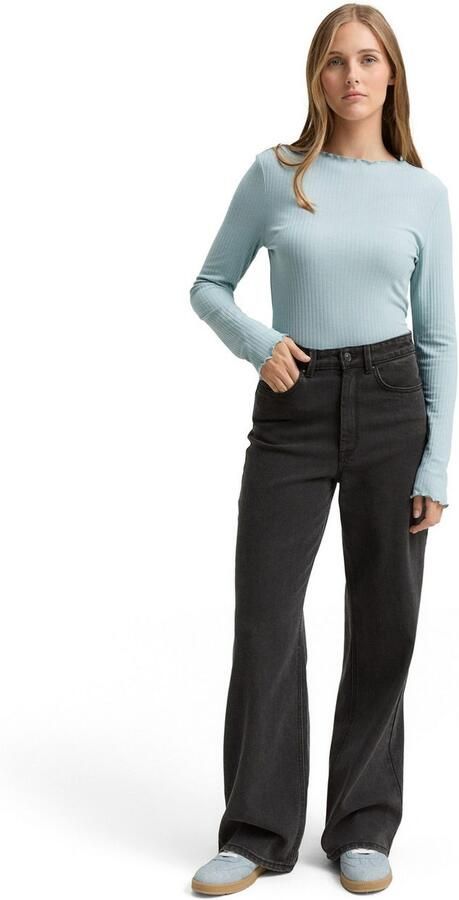 Tom Tailor Denim Shirt met lange mouwen met golvende zoom - Foto 4