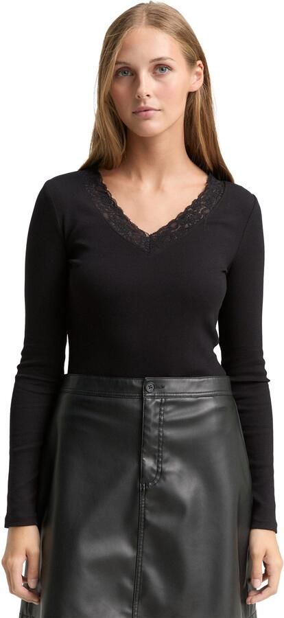 Tom Tailor Denim Shirt met lange mouwen met kanten detail - Foto 6