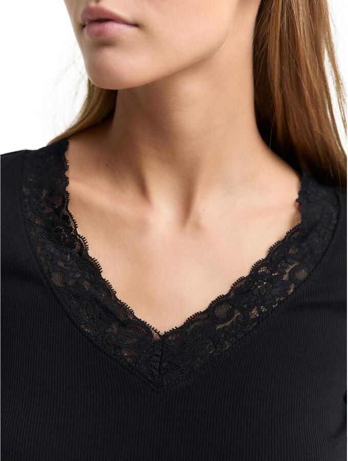 Tom Tailor Denim Shirt met lange mouwen met kanten detail - Foto 3