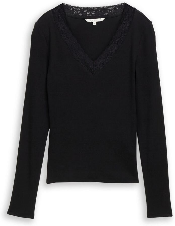 Tom Tailor Denim Shirt met lange mouwen met kanten detail