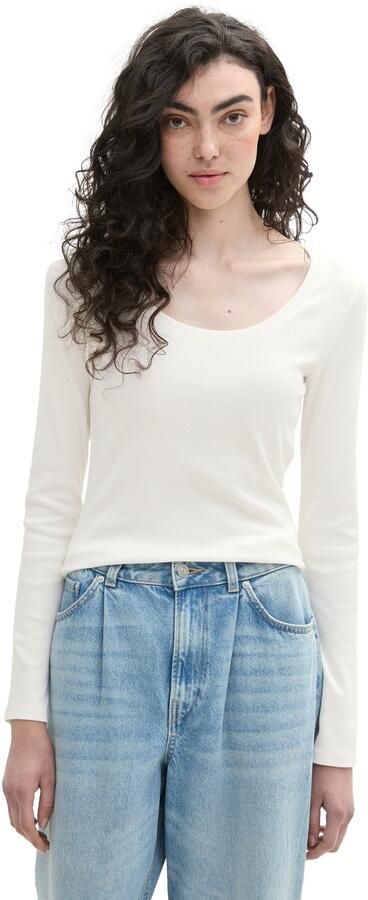 Tom Tailor Denim Getailleerd en geribd shirt met lange mouwen en biologisch katoen - Foto 5