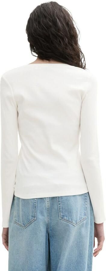 Tom Tailor Denim Getailleerd en geribd shirt met lange mouwen en biologisch katoen - Foto 3