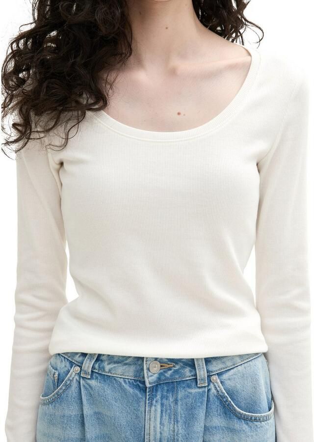 Tom Tailor Denim Getailleerd en geribd shirt met lange mouwen en biologisch katoen - Foto 2