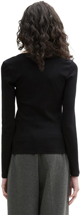 Tom Tailor Denim Getailleerd en geribd shirt met lange mouwen en biologisch katoen - Foto 3