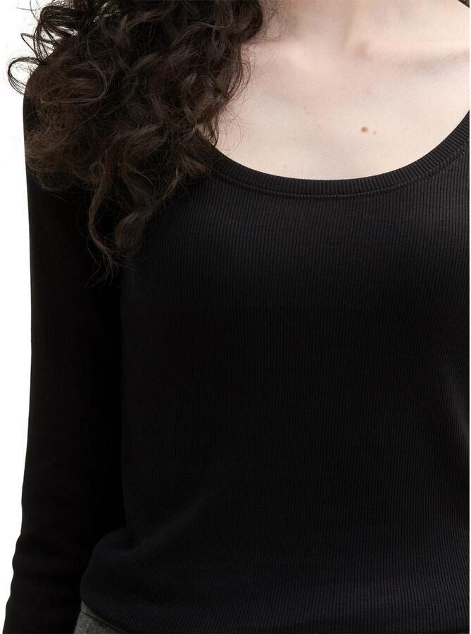 Tom Tailor Denim Getailleerd en geribd shirt met lange mouwen en biologisch katoen - Foto 2