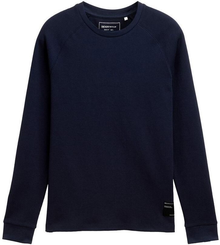 Tom Tailor Denim Shirt met ronde hals met geborduurd logo - Foto 3