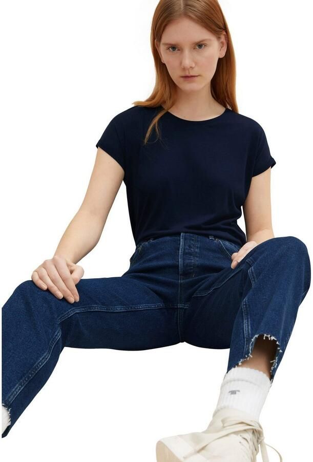 Tom Tailor Denim Loose fit T-shirt van soepele viscosemix - Foto 2