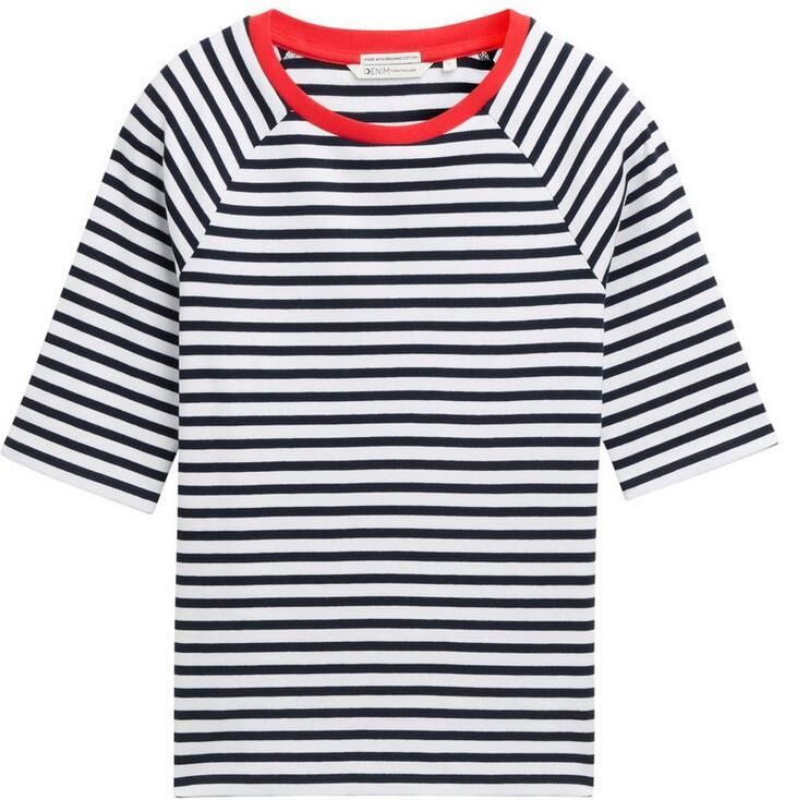 Tom Tailor Denim Regular fit T-shirt van puur katoen met streeppatroon - Foto 2