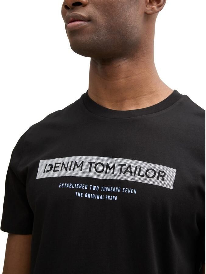 Tom Tailor Denim Shirt met ronde hals met verschillende logoprints