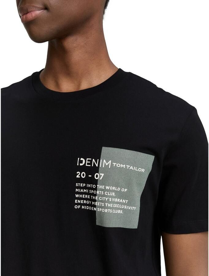 Tom Tailor Denim Shirt met ronde hals met verschillende logoprints