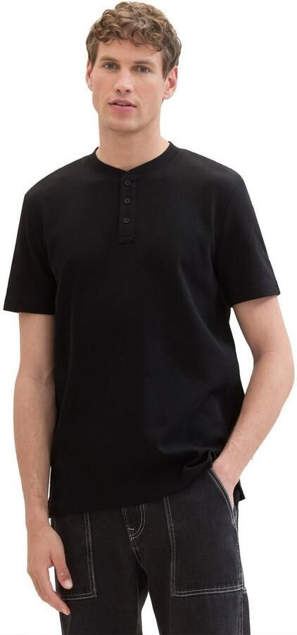 Tom Tailor Denim Shirt met ronde hals van hoogwaardig wafeljersey - Foto 3