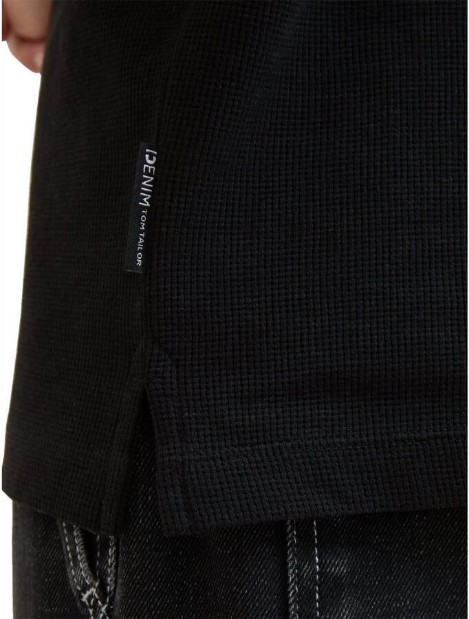 Tom Tailor Denim Shirt met ronde hals van hoogwaardig wafeljersey