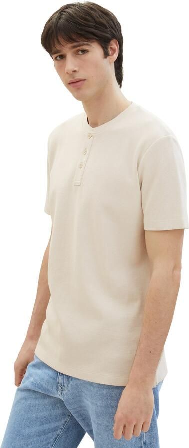 Tom Tailor Denim Shirt met ronde hals van hoogwaardig wafeljersey - Foto 6