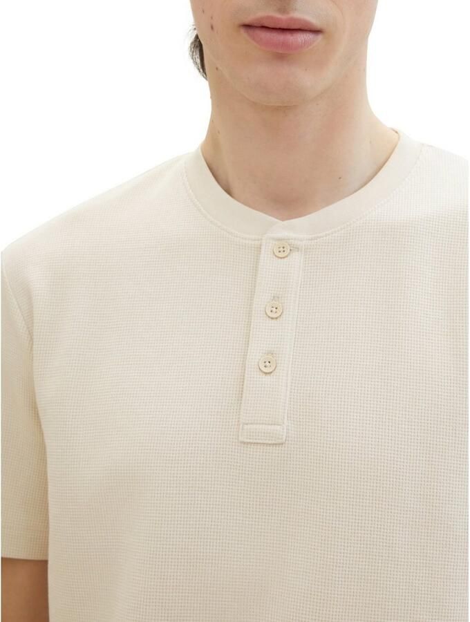 Tom Tailor Denim Shirt met ronde hals van hoogwaardig wafeljersey