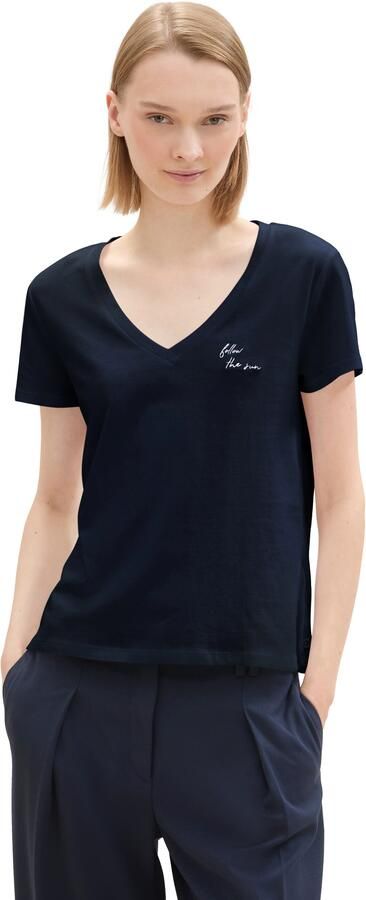 Tom Tailor Denim Shirt met V-hals met statement-prints (set 2-delig) - Foto 5