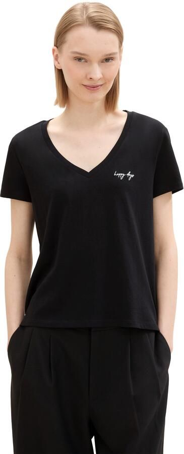 Tom Tailor Denim Shirt met V-hals met statement-prints (set 2-delig) - Foto 4