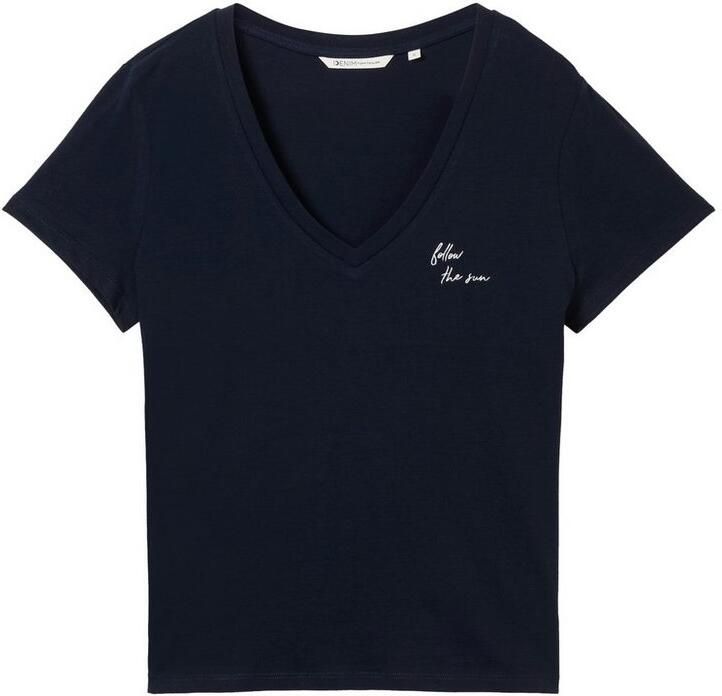 Tom Tailor Denim Shirt met V-hals met statement-prints (set 2-delig) - Foto 2