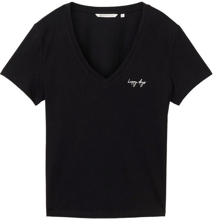 Tom Tailor Denim Shirt met V-hals met statement-prints (set 2-delig) - Foto 2