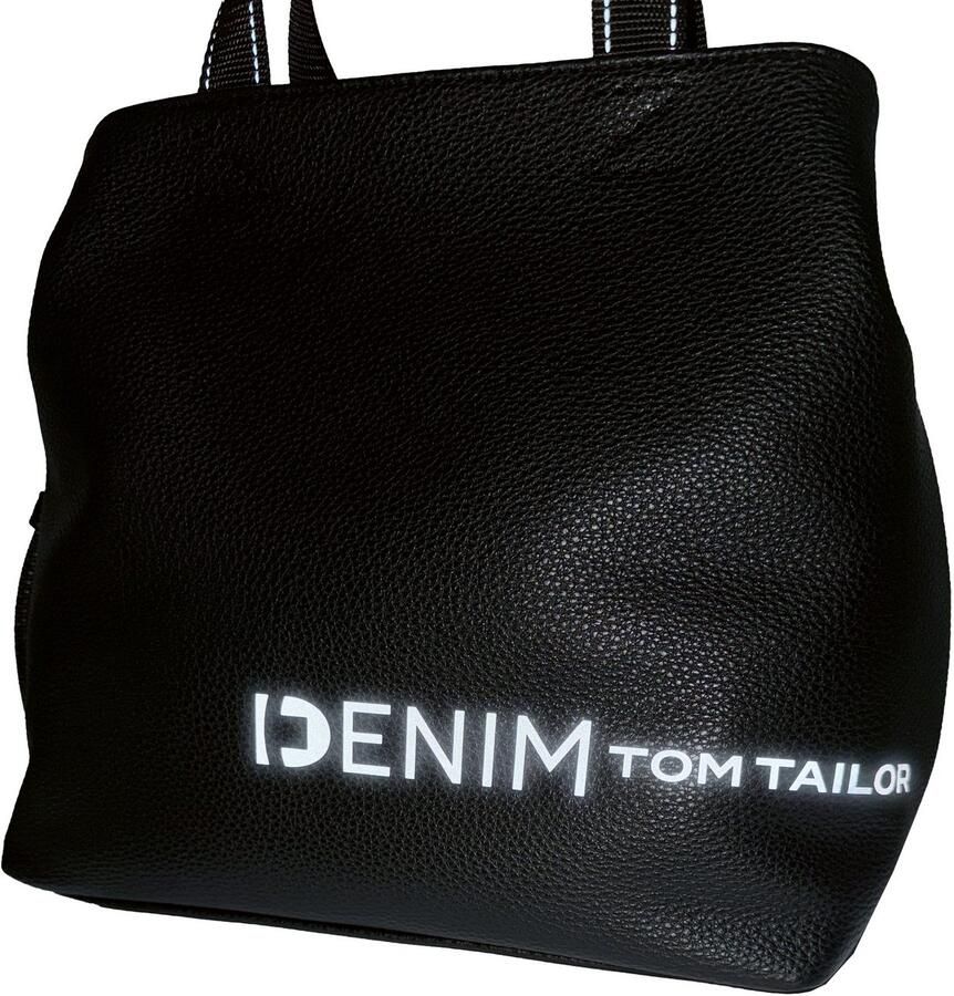 Tom Tailor Denim Shopper Marlow gripvast licht imitatieleer met reflecterend logo en sierlijnen - Foto 3