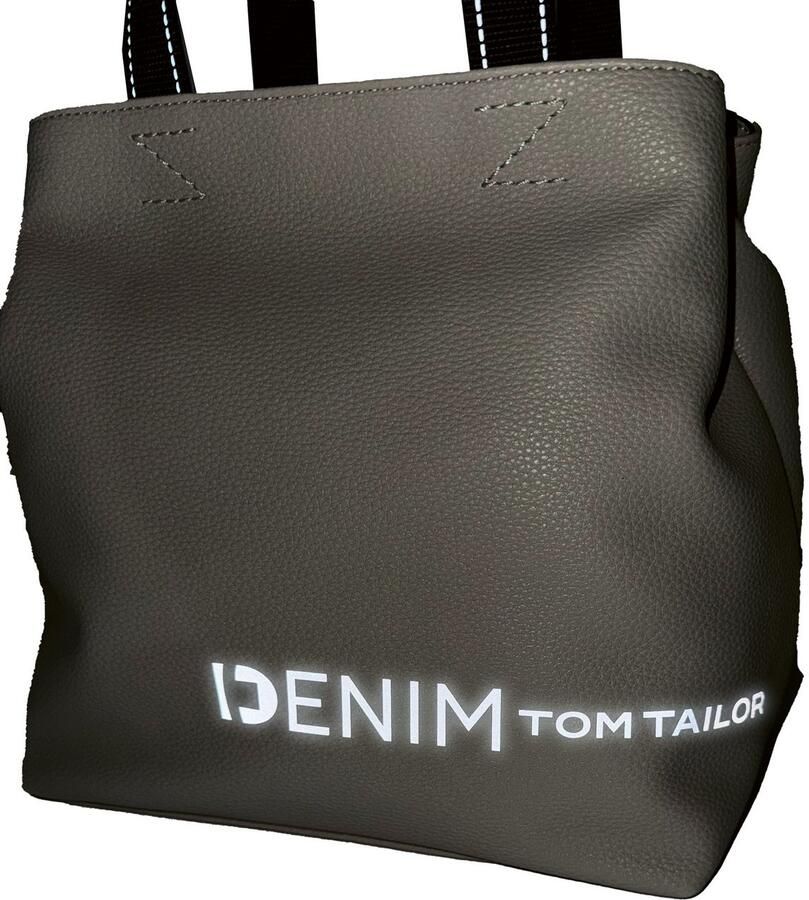 Tom Tailor Denim Shopper Marlow gripvast licht imitatieleer met reflecterend logo en sierlijnen - Foto 3