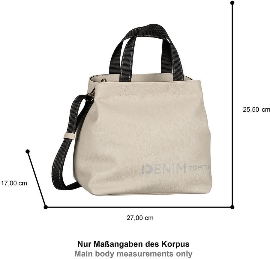 Tom Tailor Denim Shopper Marlow gripvast licht imitatieleer met reflecterend logo en sierlijnen