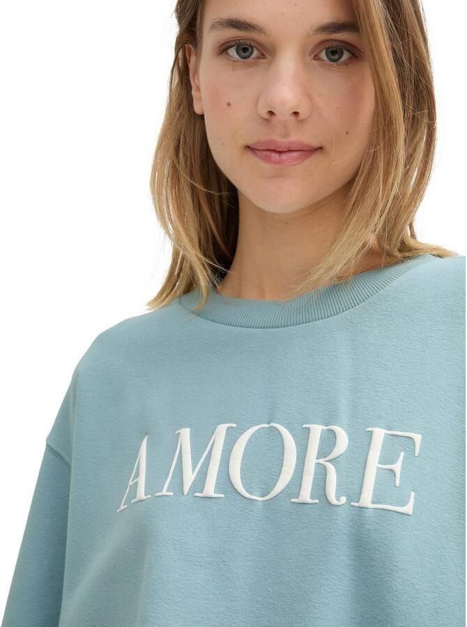 Tom Tailor Denim Comfort fit sweatshirt van katoenmix met tekstprint