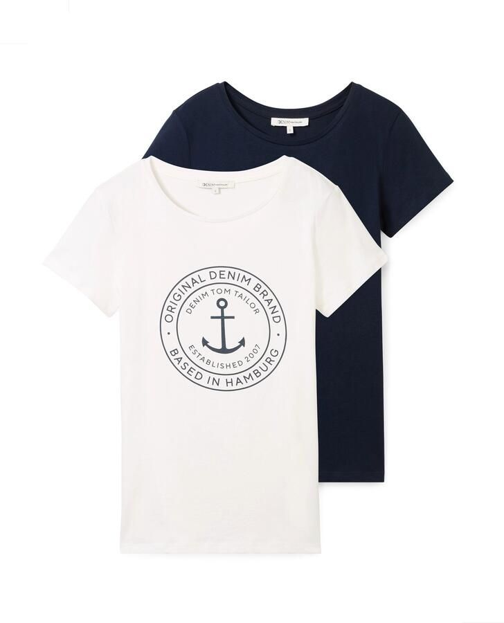 Tom Tailor Denim T-shirt Duo-pack met logo-print (set 2-delig) - Foto 7
