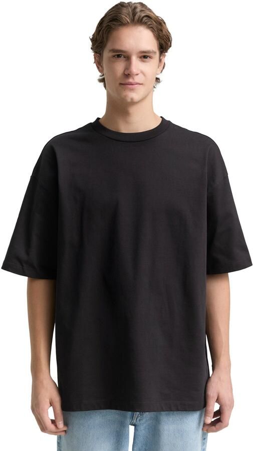 Tom Tailor Oversized Katoenen Jersey T-Shirt met Logo Print Black Heren - Foto 2