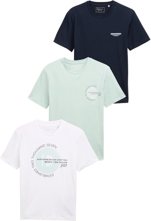 Tom Tailor Denim T-shirt met grote print (set 3-delig 3-pack) - Foto 3