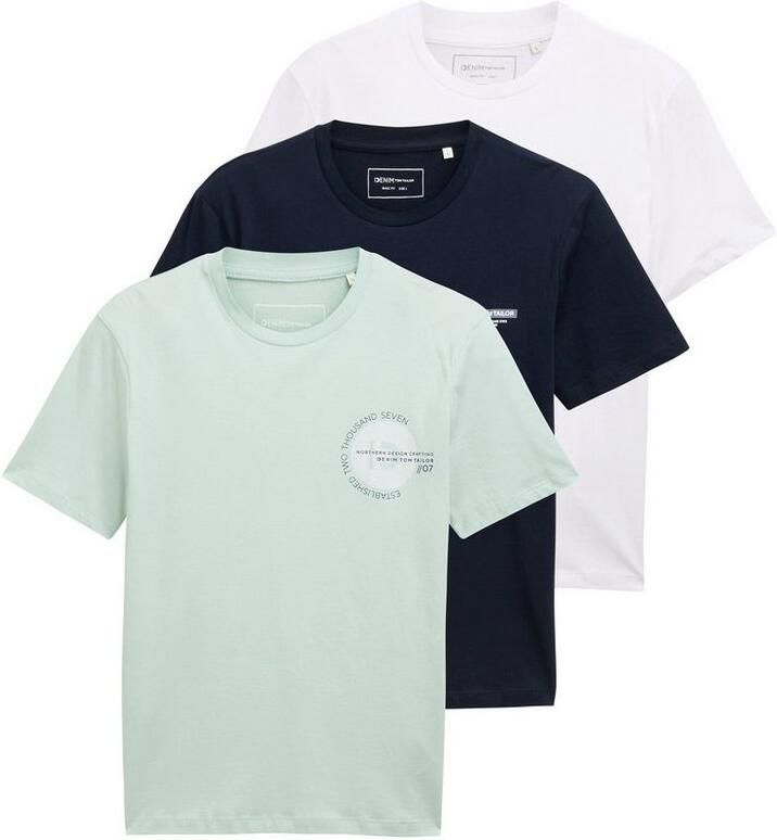 Tom Tailor Denim T-shirt met grote print (set 3-delig 3-pack) - Foto 2
