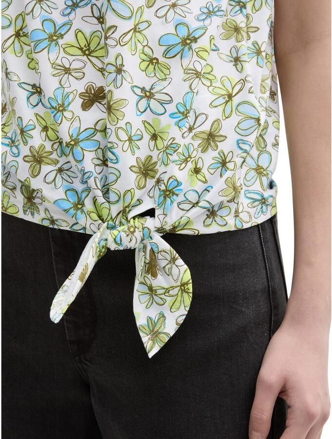 Tom Tailor Denim T-shirt met minimalprint en zij-knoop - Foto 3