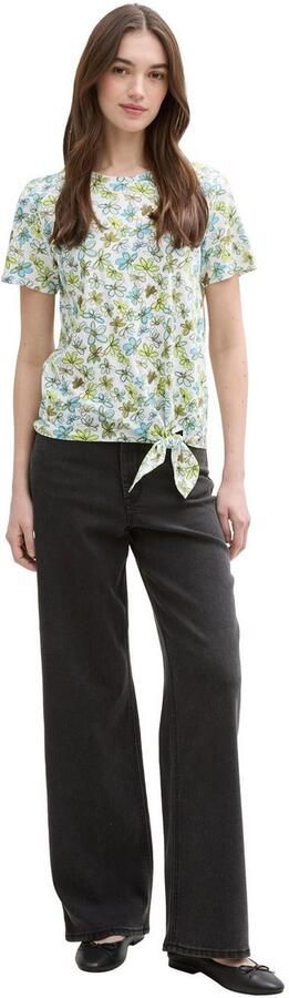 Tom Tailor Denim T-shirt met minimalprint en zij-knoop - Foto 5