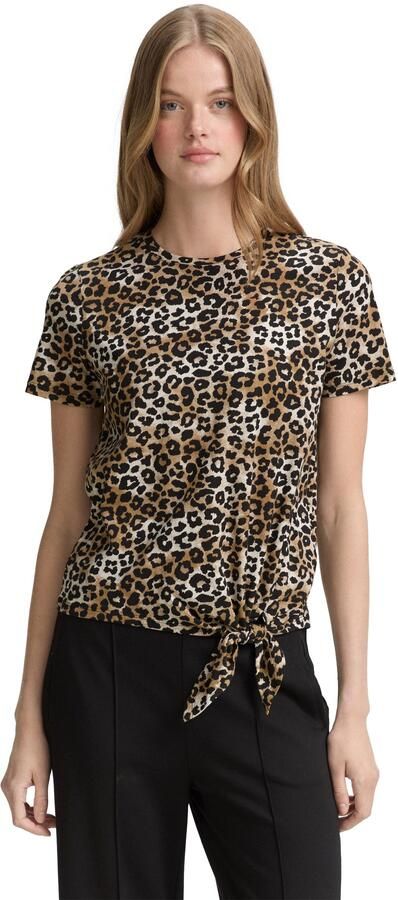 Tom Tailor Denim T-shirt met minimalprint en zij-knoop - Foto 6