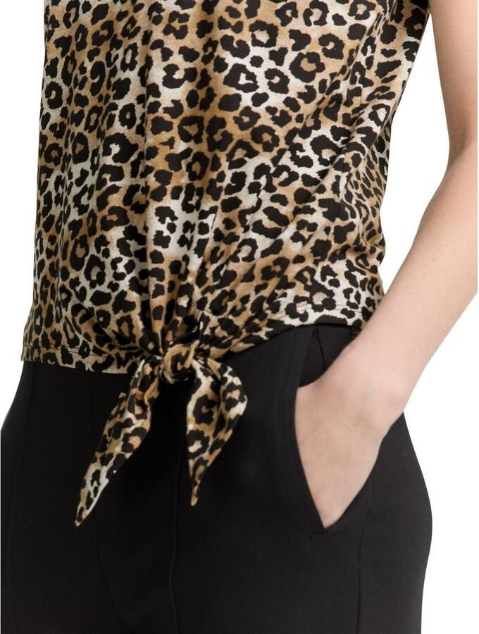 Tom Tailor Denim T-shirt met minimalprint en zij-knoop - Foto 2