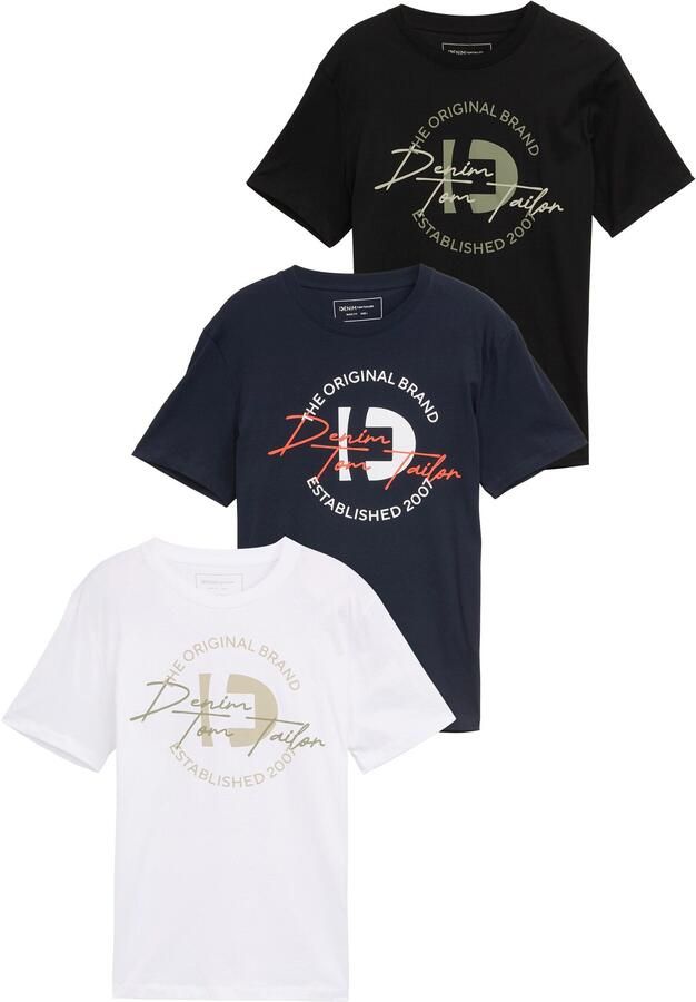 Tom Tailor Denim T-shirt met print (set 3-delig) - Foto 3