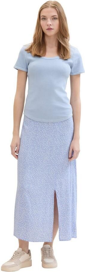 Tom Tailor Denim T-shirt met rib-look en diepe ronde halslijn - Foto 5