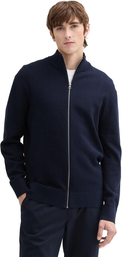 Tom Tailor Denim Regular fit gebreid jack van puur katoen met structuurmotief - Foto 5