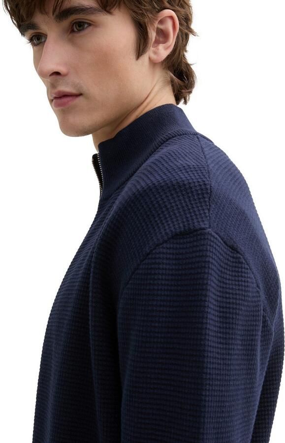 Tom Tailor Denim Regular fit gebreid jack van puur katoen met structuurmotief - Foto 2