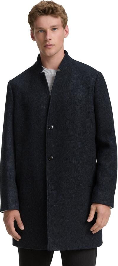 Tom Tailor Denim Regular fit wollen lange jas met all-over motief - Foto 6