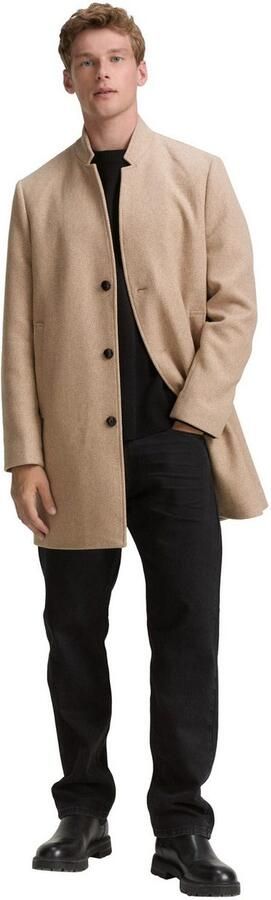 Tom Tailor Denim Regular fit wollen lange jas met all-over motief - Foto 5