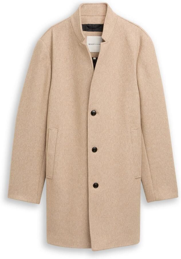 Tom Tailor Denim Regular fit wollen lange jas met all-over motief - Foto 3