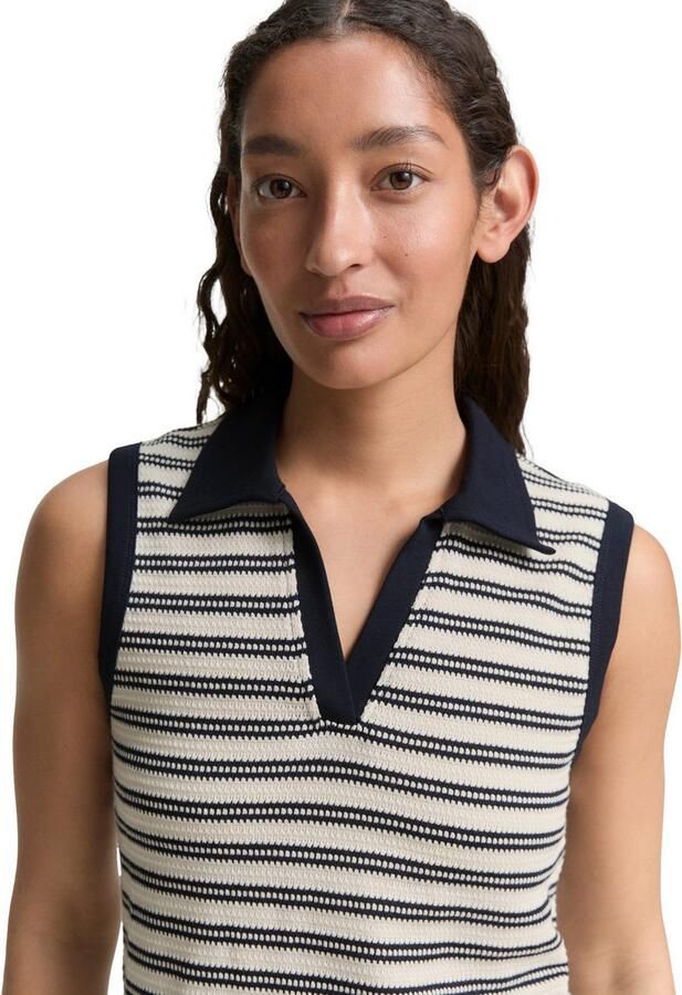 Tom Tailor Gebreide top in streepjes-look en met polokraag - Foto 2