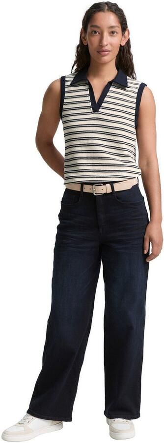 Tom Tailor Gebreide top in streepjes-look en met polokraag - Foto 5