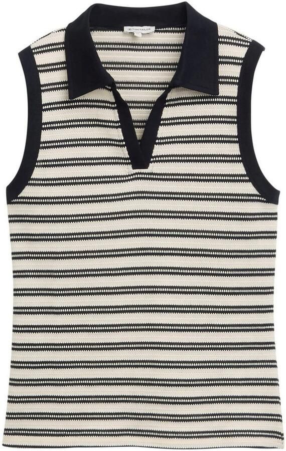 Tom Tailor Gebreide top in streepjes-look en met polokraag - Foto 3