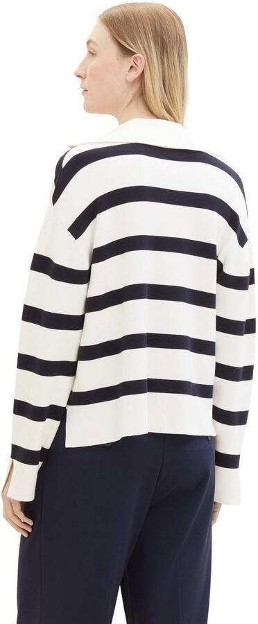 Tom Tailor Gebreide trui gestreept en met troyer - Foto 4