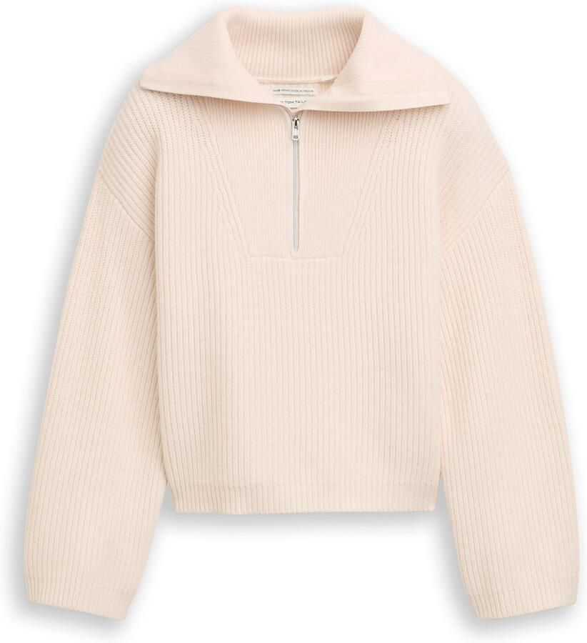 Tom Tailor Gebreide trui kort met rits en colkraag - Foto 2