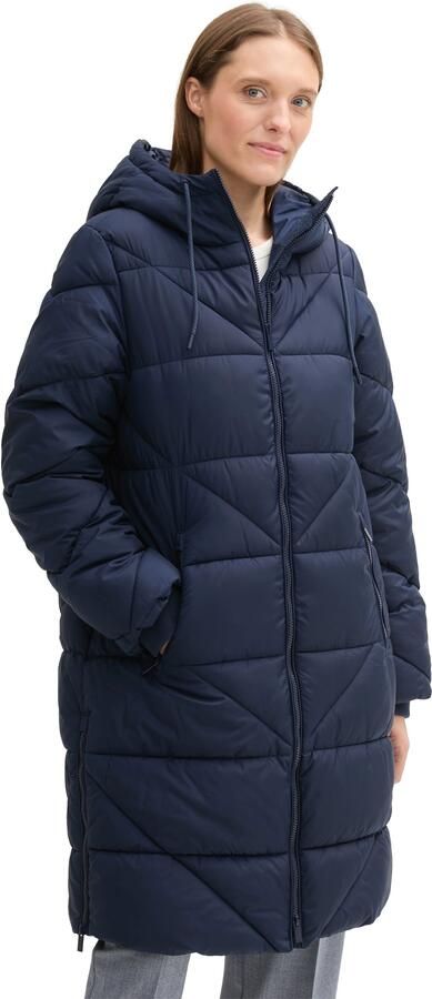 Tom Tailor Getailleerde gewatteerde lange jas met capuchon - Foto 5